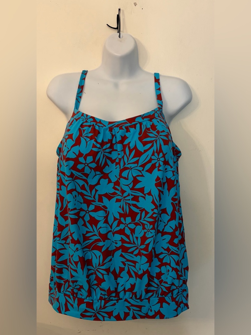 Land’s End Tankini top in Turquoise Havana floral pattern size 14